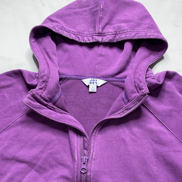 JoyLab Cropped Hoodie Womens Small Purple 1/4 Zip Thombhole Raglan Sleeve Sports - Picture 3 of 16
